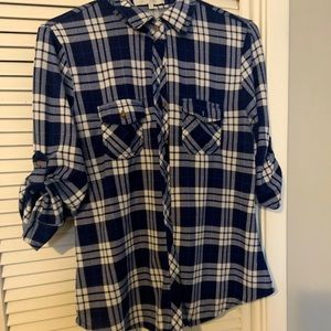 Eden & Olivia Blue & White Plaid Button Down